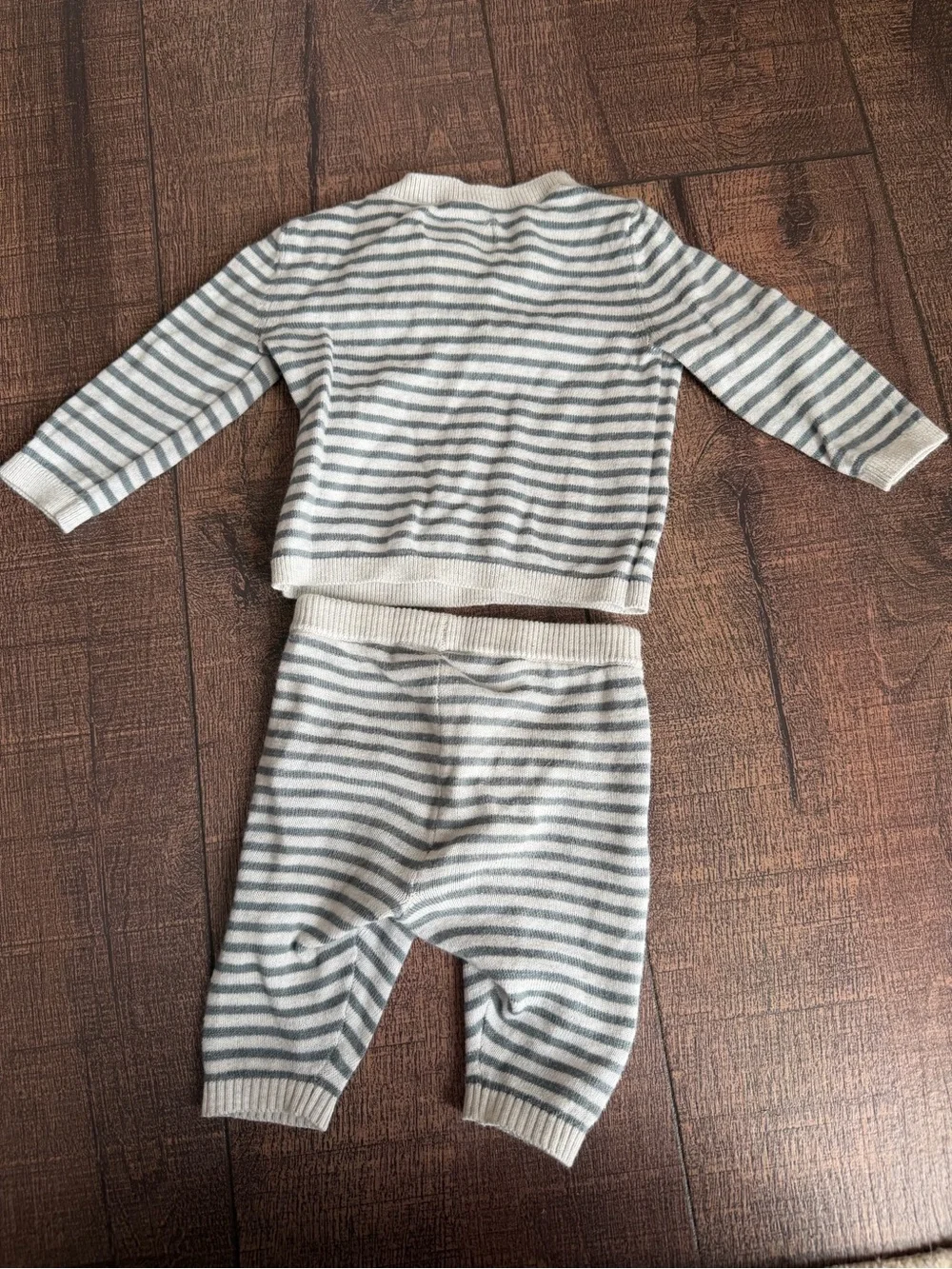 Little Planet Organic Newborn Gray & Cream Striped Knit Pajama Set